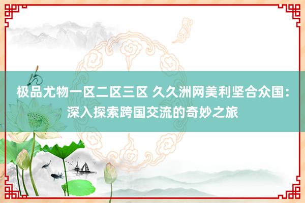 极品尤物一区二区三区 久久洲网美利坚合众国：深入探索跨国交流的奇妙之旅