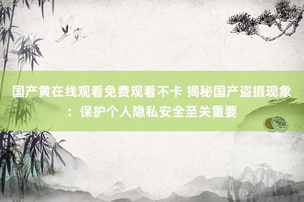 国产黄在线观看免费观看不卡 揭秘国产盗摄现象：保护个人隐私安全至关重要